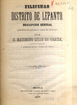 Filipinas, distrito de Lepanto, de M. Lillo (Manila, 1877)