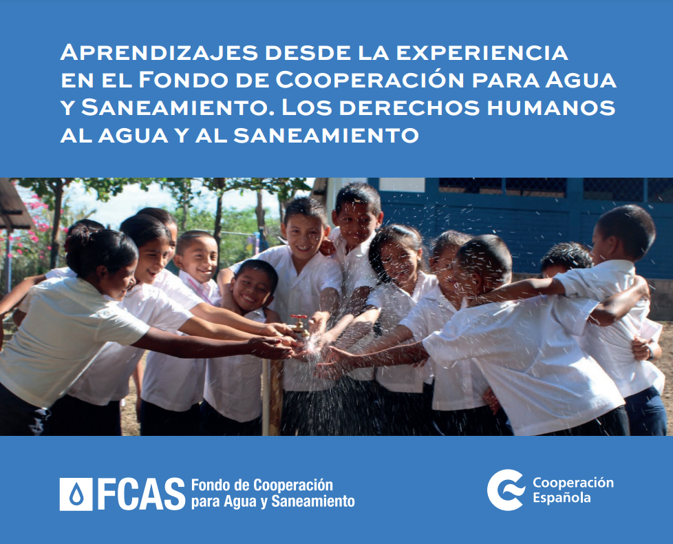 Cartel promocional Aprendizajes en el Fondo de Cooperación para Agua y Saneamiento.